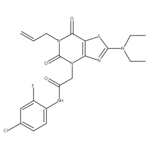 N-(4-chloro-2-fluorophenyl)-2-[2-(diethylamino)-5,7-dioxo-6-(prop-2-en-1-yl)-4H,5H,6H,7H-[1,3]thiazolo[4,5-d]pyrimidin-4-yl]acetamide Structure