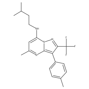 5-methyl-N-(3-methylbutyl)-3-(4-methylphenyl)-2-(trifluoromethyl)pyrazolo[1,5-a]pyrimidin-7-amine结构式