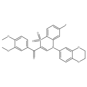 [4-(2,3-dihydro-1,4-benzodioxin-6-yl)-6-fluoro-1,1-dioxido-4H-1,4-benzothiazin-2-yl](3,4-dimethoxyphenyl)methanone结构式