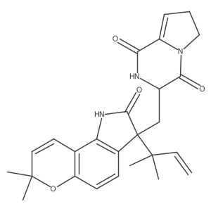 (S)-3-(((S)-7,7-Dimethyl-3-(2-methylbut-3-en-2-yl)-2-oxo-1,2,3,7-tetrahydropyrano[2,3-g]indol-3-yl)methyl)-2,3,6,7-tetrahydropyrrolo[1,2-a]pyrazine-1,4-dione结构式