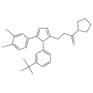 2-((5-(3,4-dichlorophenyl)-1-(3-(trifluoromethyl)phenyl)-1H-imidazol-2-yl)thio)-1-(pyrrolidin-1-yl)ethanone结构式
