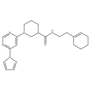 1-(6-(1H-pyrazol-1-yl)pyrimidin-4-yl)-N-(2-(cyclohex-1-en-1-yl)ethyl)piperidine-3-carboxamide Structure