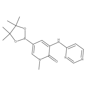 1-methyl-3-(pyrimidin-4-ylamino)-5-(4,4,5,5-tetramethyl-1,3,2-dioxaborolan-2-yl)pyridin-2(1H)-one结构式