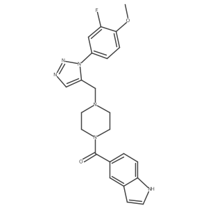 (4-((1-(3-fluoro-4-methoxyphenyl)-1H-1,2,3-triazol-5-yl)methyl)piperazin-1-yl)(1H-indol-5-yl)methanone结构式