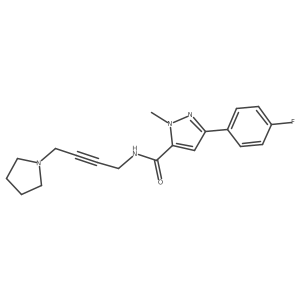 5-(4-fluorophenyl)-2-methyl-N-(4-pyrrolidin-1-ylbut-2-ynyl)pyrazole-3-carboxamide结构式