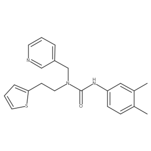 3-(3,4-Dimethylphenyl)-1-(pyridin-3-ylmethyl)-1-(2-(thiophen-2-yl)ethyl)urea结构式