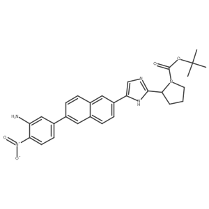 (2S)-2-[5-[6-(3-amino-4-nitrophenyl)-2-naphthalenyl]-1H-imidazol-2-yl]-1-pyrrolidinecarboxylic acid 1,1-dimethylethyl ester结构式