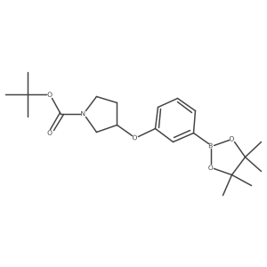 tert-Butyl 3-(3-(4,4,5,5-tetramethyl-1,3,2-dioxaborolan-2-yl)phenoxy)pyrrolidine-1-carboxylate结构式