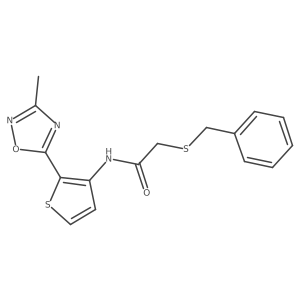 2-(benzylthio)-N-(2-(3-methyl-1,2,4-oxadiazol-5-yl)thiophen-3-yl)acetamide结构式