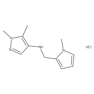 1,5-dimethyl-N-[(1-methylpyrrol-2-yl)methyl]pyrazol-4-amine;hydrochloride Structure