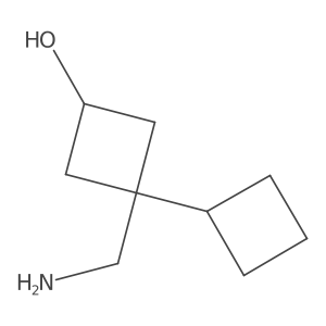 3-(Aminomethyl)-3-cyclobutylcyclobutan-1-ol结构式