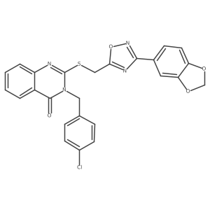 2-(((3-(benzo[d][1,3]dioxol-5-yl)-1,2,4-oxadiazol-5-yl)methyl)thio)-3-(4-chlorobenzyl)quinazolin-4(3H)-one Structure