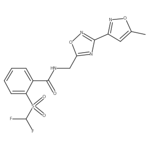 2-((difluoromethyl)sulfonyl)-N-((3-(5-methylisoxazol-3-yl)-1,2,4-oxadiazol-5-yl)methyl)benzamide结构式