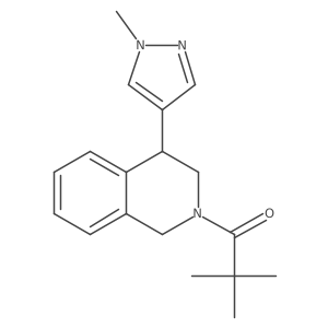 2,2-dimethyl-1-(4-(1-methyl-1H-pyrazol-4-yl)-3,4-dihydroisoquinolin-2(1H)-yl)propan-1-one结构式
