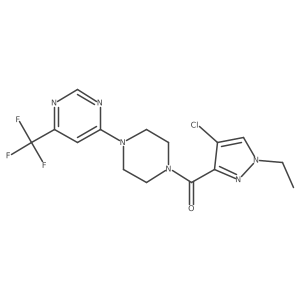 (4-chloro-1-ethyl-1H-pyrazol-3-yl)(4-(6-(trifluoromethyl)pyrimidin-4-yl)piperazin-1-yl)methanone结构式
