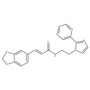(E)-3-(benzo[d][1,3]dioxol-5-yl)-N-(2-(2-(pyrazin-2-yl)-1H-imidazol-1-yl)ethyl)acrylamide结构式