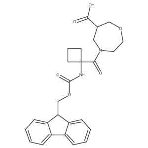 4-[1-({[(9H-fluoren-9-yl)methoxy]carbonyl}amino)cyclobutanecarbonyl]-1,4-oxazepane-6-carboxylic acid Structure
