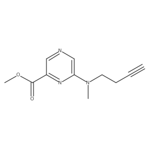 Methyl 6-[(but-3-yn-1-yl)(methyl)amino]pyrazine-2-carboxylate结构式
