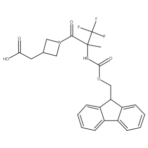 2-{1-[2-({[(9H-fluoren-9-yl)methoxy]carbonyl}amino)-3,3,3-trifluoro-2-methylpropanoyl]azetidin-3-yl}acetic acid结构式