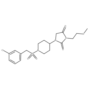 1-(1-((3-Chlorobenzyl)sulfonyl)piperidin-4-yl)-3-(2-methoxyethyl)imidazolidine-2,4-dione Structure