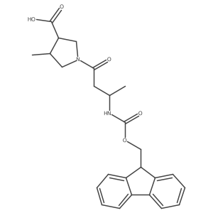 (3RS,4RS)-1-[(3R)-3-({[(9H-fluoren-9-yl)methoxy]carbonyl}amino)butanoyl]-4-methylpyrrolidine-3-carboxylic acid结构式