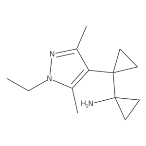 1-[1-(1-ethyl-3,5-dimethyl-1H-pyrazol-4-yl)cyclopropyl]cyclopropan-1-amine结构式