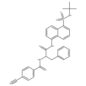 (S)-N-(1-((5-(N-(tert-Butyl)sulfamoyl)naphthalen-1-yl)amino)-1-oxo-3-phenylpropan-2-yl)-4-cyanobenzamide结构式
