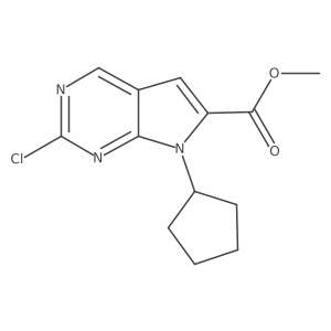 Methyl 2-chloro-7-cyclopentyl-7H-pyrrolo[2,3-d]pyrimidine-6-carboxylate结构式