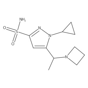 5-[1-(1-Azetidinyl)ethyl]-1-cyclopropyl-1H-pyrazole-3-sulfonamide结构式