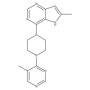 5-methyl-4-(4-{6-methyl-5H-pyrrolo[3,2-d]pyrimidin-4-yl}piperazin-1-yl)pyrimidine结构式
