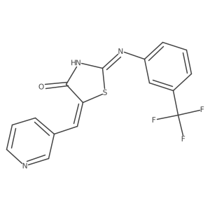 5-(pyridin-3-ylmethylene)-2-(3-(trifluoromethyl)phenylamino)thiazol-4(5H)-one结构式