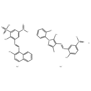 Chromate(2-), [2-(2-chlorophenyl)-2,4-dihydro-4-[[2-(hydroxy-kappaO)-5-nitrophenyl]azo-kappaN1]-5-methyl-3H-pyrazol-3-onato(2-)-kappaO3][2-(hydroxy-kappaO)-3-[[2-(hydroxy-kappaO)-1-naphthalenyl]azo-kappaN1]-5-nitrobenzenesulfonato(3-)]-, disodium Structure