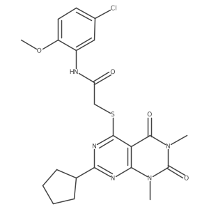 N-(5-chloro-2-methoxy-phenyl)-2-(7-cyclopentyl-1,3-dimethyl-2,4-dioxo-pyrimido[4,5-d]pyrimidin-5-yl)sulfanyl-acetamide Structure