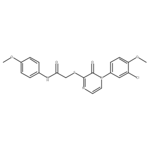 2-((4-(3-chloro-4-methoxyphenyl)-3-oxo-3,4-dihydropyrazin-2-yl)thio)-N-(4-methoxyphenyl)acetamide结构式