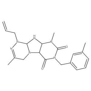 3,9-dimethyl-7-[(3-methylphenyl)methyl]-1-prop-2-enyl-5a,9a,10,10a-tetrahydro-4H-purino[8,7-c][1,2,4]triazine-6,8-dione Structure