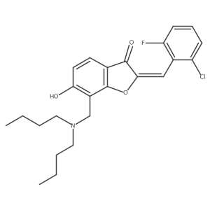 (2Z)-2-(2-chloro-6-fluorobenzylidene)-7-[(dibutylamino)methyl]-6-hydroxy-1-benzofuran-3(2H)-one Structure
