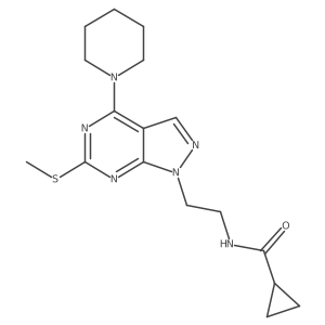N-(2-(6-(methylthio)-4-(piperidin-1-yl)-1H-pyrazolo[3,4-d]pyrimidin-1-yl)ethyl)cyclopropanecarboxamide Structure