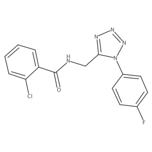 2-chloro-N-((1-(4-fluorophenyl)-1H-tetrazol-5-yl)methyl)benzamide Structure