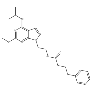N-(2-(4-(isopropylamino)-6-(methylthio)-1H-pyrazolo[3,4-d]pyrimidin-1-yl)ethyl)-4-phenylbutanamide结构式