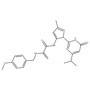 N1-(1-(4-isopropyl-6-oxo-1,6-dihydropyrimidin-2-yl)-3-methyl-1H-pyrazol-5-yl)-N2-(4-methoxybenzyl)oxalamide结构式