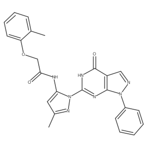 N-(3-methyl-1-(4-oxo-1-phenyl-4,5-dihydro-1H-pyrazolo[3,4-d]pyrimidin-6-yl)-1H-pyrazol-5-yl)-2-(o-tolyloxy)acetamide结构式