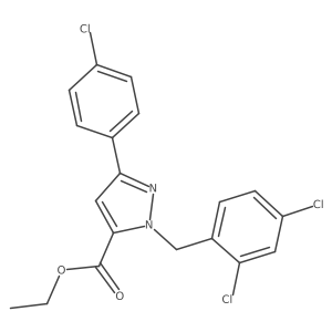 Ethyl 1-(2,4-dichlorobenzyl)-3-(4-chlorophenyl)-1H-pyrazole-5-carboxylate结构式