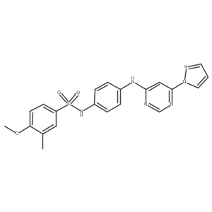 N-(4-((6-(1H-pyrazol-1-yl)pyrimidin-4-yl)amino)phenyl)-4-methoxy-3-methylbenzenesulfonamide结构式