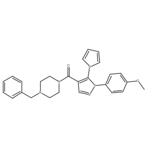 (4-benzylpiperazin-1-yl)(1-(4-methoxyphenyl)-5-(1H-pyrrol-1-yl)-1H-pyrazol-4-yl)methanone结构式