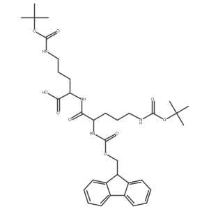 (S)-2-((S)-2-((((9H-Fluoren-9-yl)methoxy)carbonyl)amino)-5-((tert-butoxycarbonyl)amino)pentanamido)-5-((tert-butoxycarbonyl)amino)pentanoic acid Structure