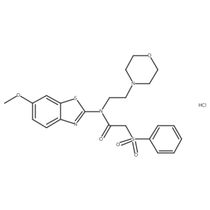 N-(6-methoxybenzo[d]thiazol-2-yl)-N-(2-morpholinoethyl)-2-(phenylsulfonyl)acetamide hydrochloride结构式
