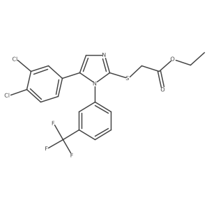 ethyl 2-((5-(3,4-dichlorophenyl)-1-(3-(trifluoromethyl)phenyl)-1H-imidazol-2-yl)thio)acetate Structure