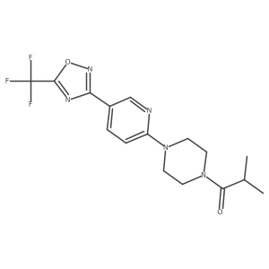 2-Methyl-1-(4-(5-(5-(trifluoromethyl)-1,2,4-oxadiazol-3-yl)pyridin-2-yl)piperazin-1-yl)propan-1-one结构式