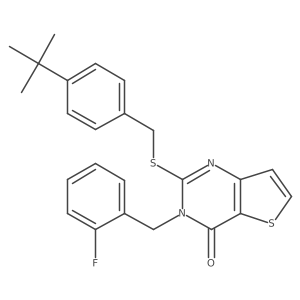 2-[(4-tert-butylbenzyl)sulfanyl]-3-(2-fluorobenzyl)thieno[3,2-d]pyrimidin-4(3H)-one Structure