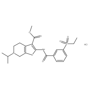 Methyl 2-(3-(ethylsulfonyl)benzamido)-6-isopropyl-4,5,6,7-tetrahydrothieno[2,3-c]pyridine-3-carboxylate hydrochloride结构式